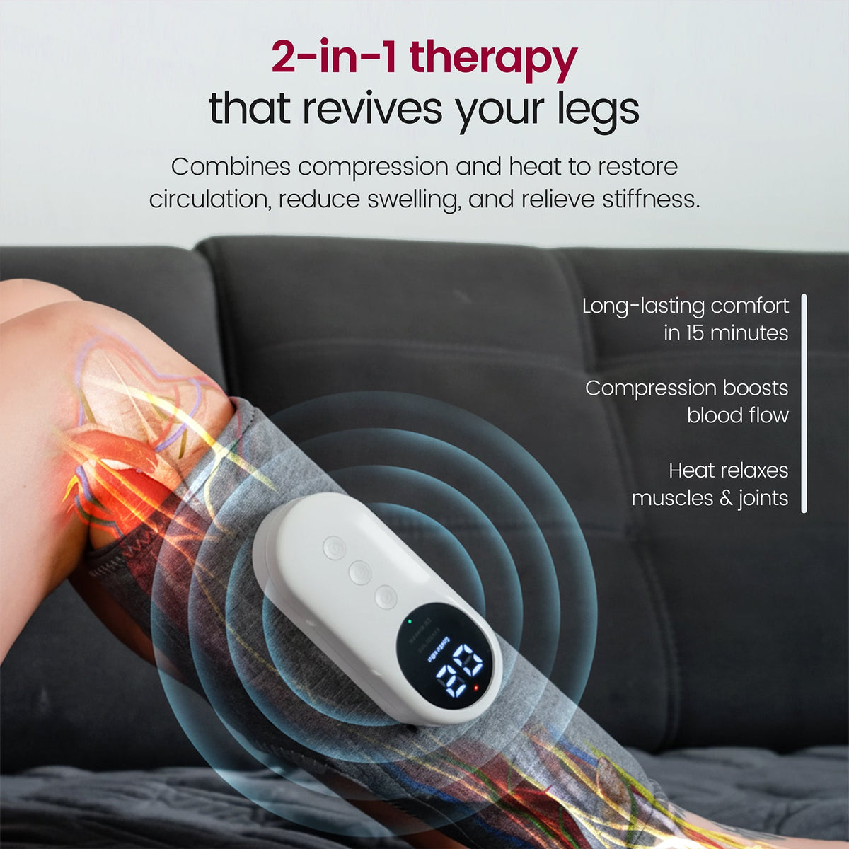 Leg massager in use