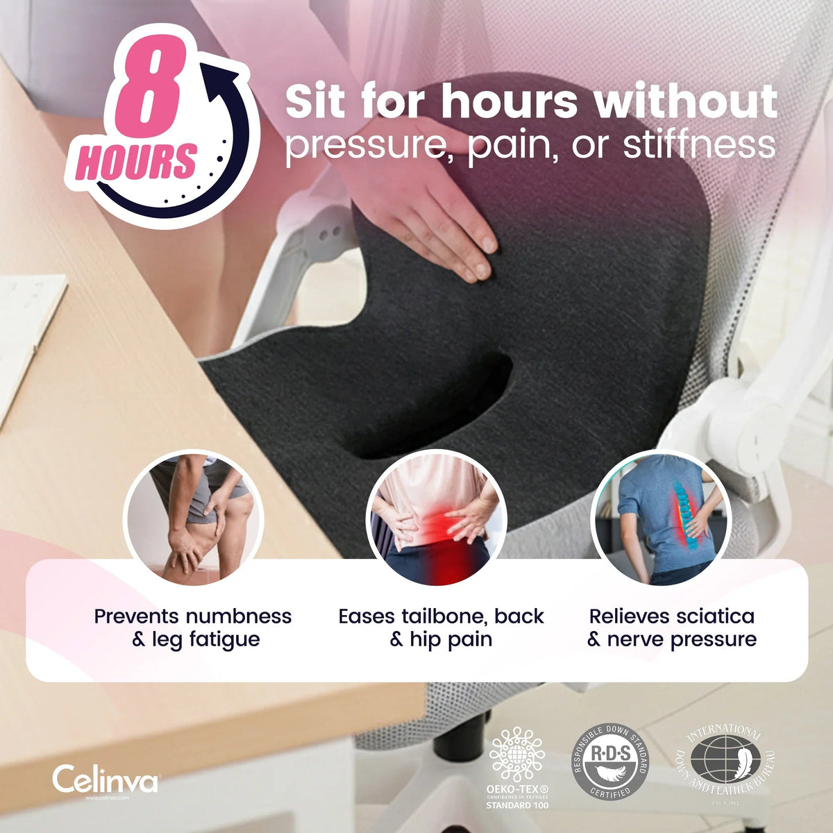 Seat cushion shown from above