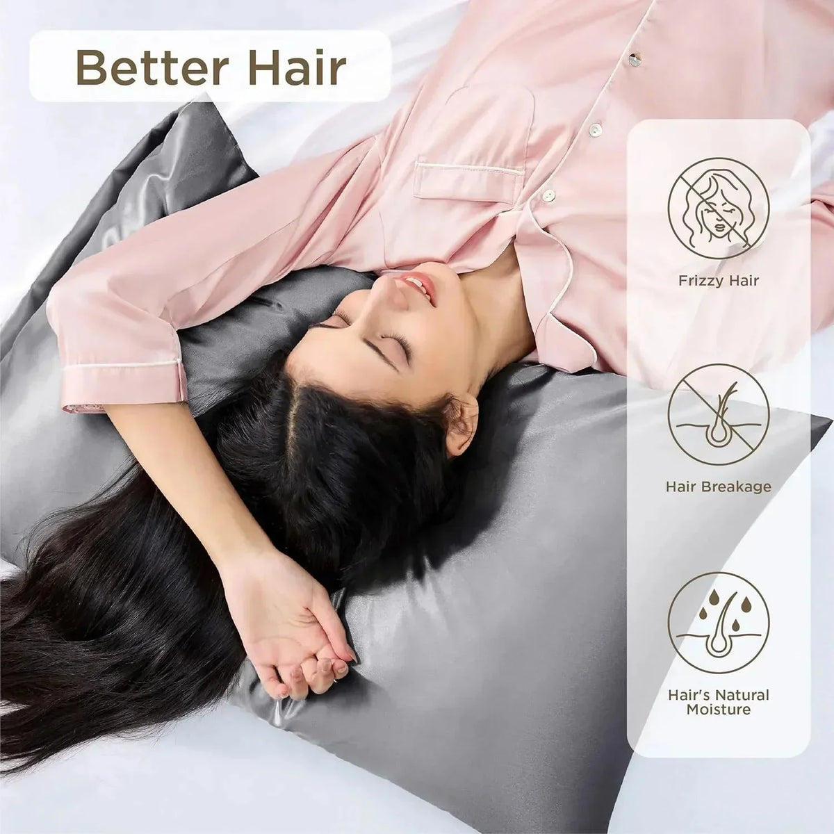 Silk pillowcase on a pillow