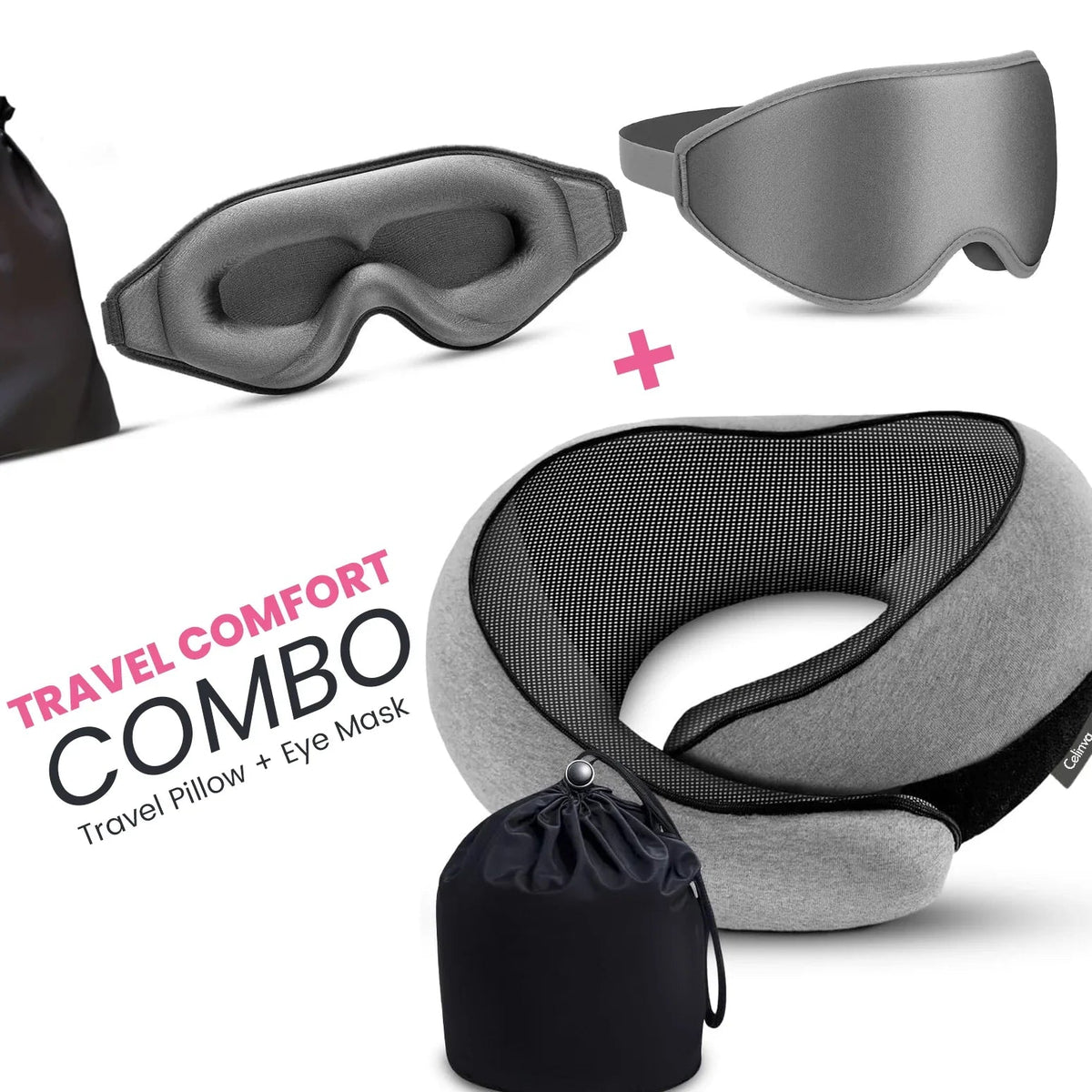 Travel pillow and sleep mask set