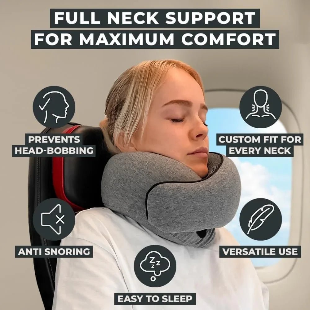 Travel pillow in use