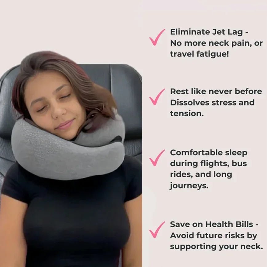 Travel pillow in use